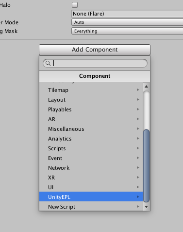 Adding a UnityEPL component